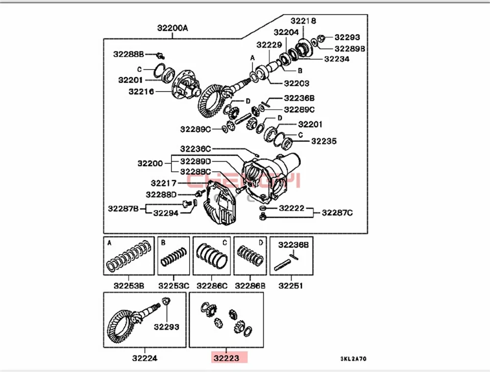 Front Differential Planetary Gear Repair Kit Half Shaft Gear For Pajero Montero K96W KH6W V33W V43W V63W V73W V93W V97W MB527945