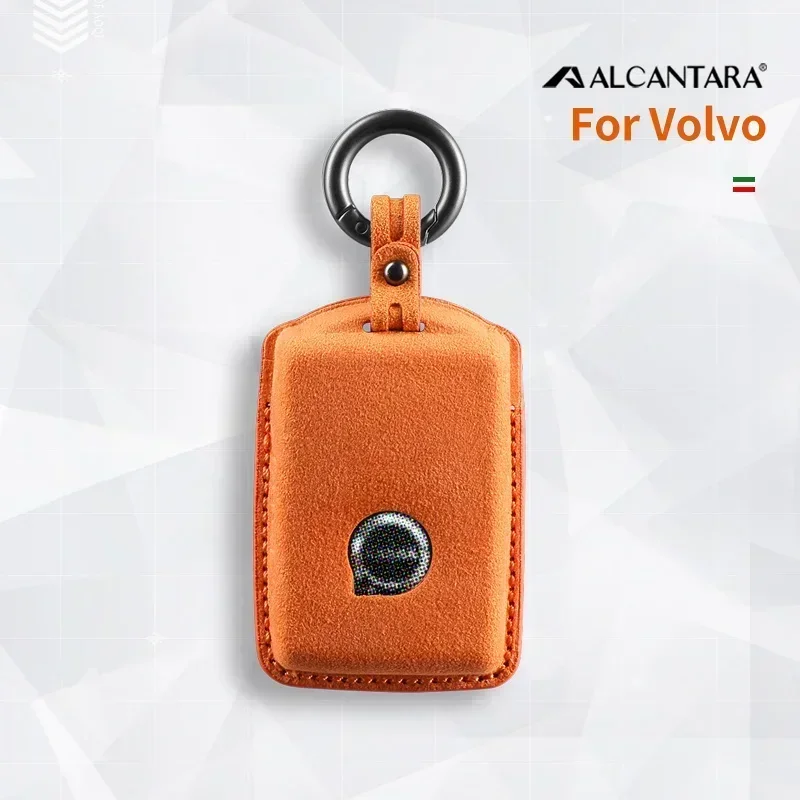 

For Volvo Alcantara Car Key Fob Case Cover Holder Smart Remote Auto Key Car Accessories with Keychians Full Protection Buckle