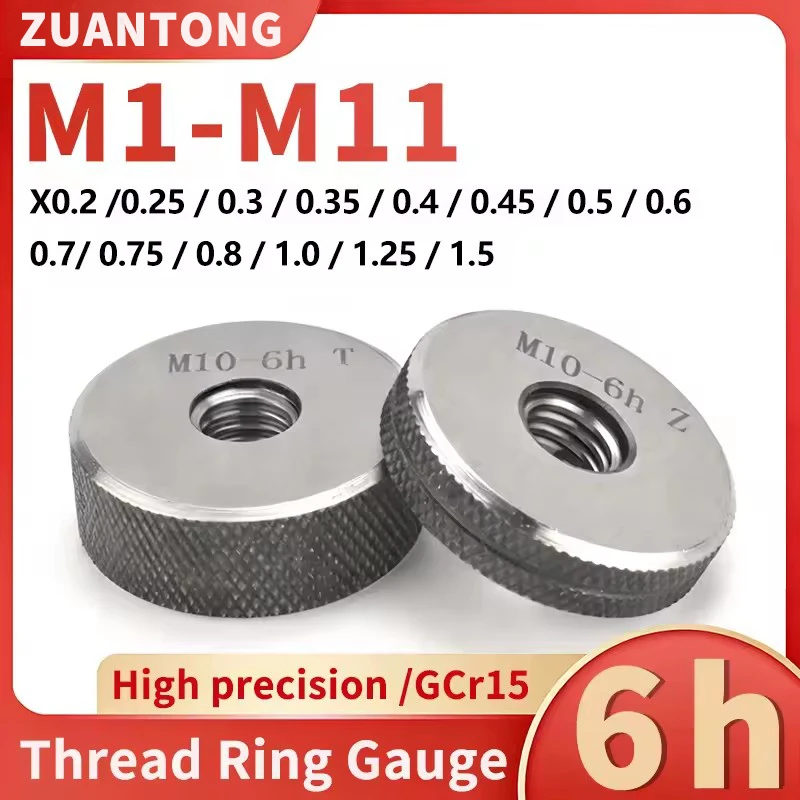 

1SET(1*GO+1*NOGO) 6h M1-M11 Metric Fine Tooth Thread Ring Gauge toolX0.2/0.25/0.3/0.35/0.4/0.45/0.5/0.6/0.7/0.75/0.8/1/1.25/1.5