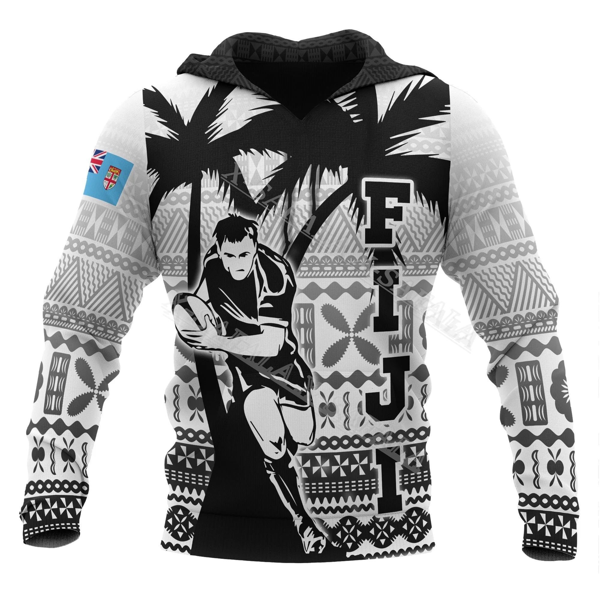 Fiji 2023 Rugby Style Polynesian 3D Print Zipper Hoodie Men Pullover Sweatshirt Hooded Jersey Tracksuits Outwear Coat Casual-3