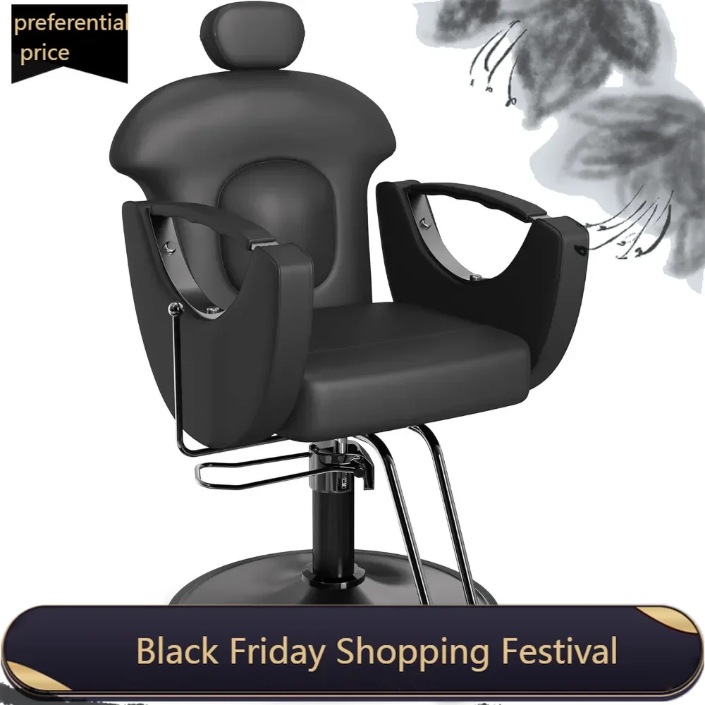 

Barber Chair Reclining Hair Salon Chair, All Purpose Gold Salon Chair for Hair Stylist, 360 Degrees Rolling Swivel Stylinng