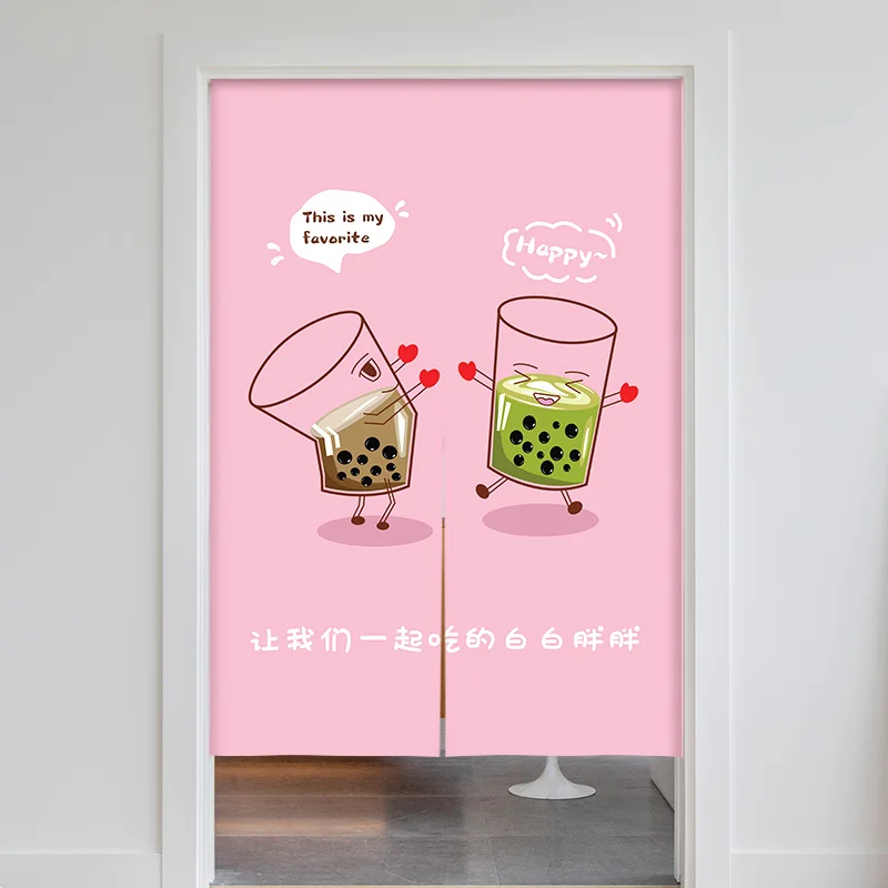 Milk Tea Shop Door Curtain Partition Noren Curtain Restaurant Kitchen Entrance Decoration Bubble Tea Linen Hanging Half-Curtain