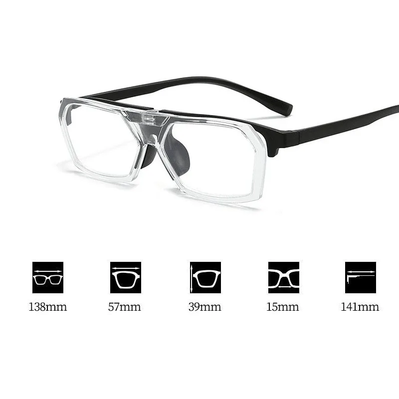 Unisex Fashion Flip Over Reading Glasses Square Frame Bifocal Eyewear for Men Women HD Lens Near and Far Sight Glasses