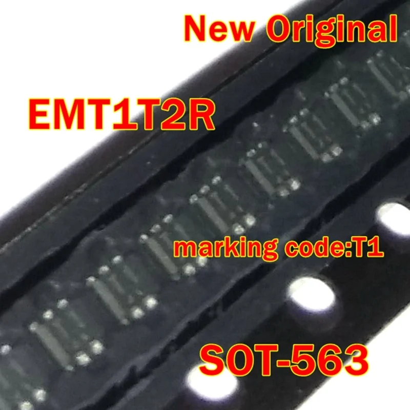 10 قطعة إلى 500 قطعة Emt1T2R Emt1 Sot-563 رمز العلامات الأصلي الجديد: T1 Npn + Pnp ترانزستور مركب 60 فولت 150 مللي أمبير #1