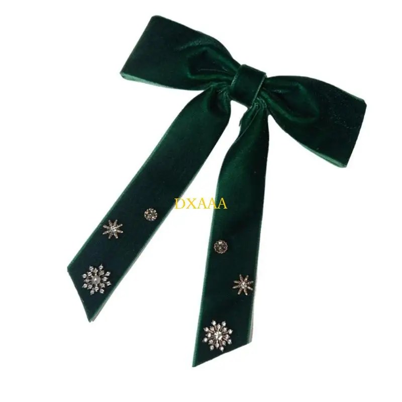 DXAA Rhinestones Velvets Bows Tie Brooch Pin Preppy Student Christmas Bowknot Clip