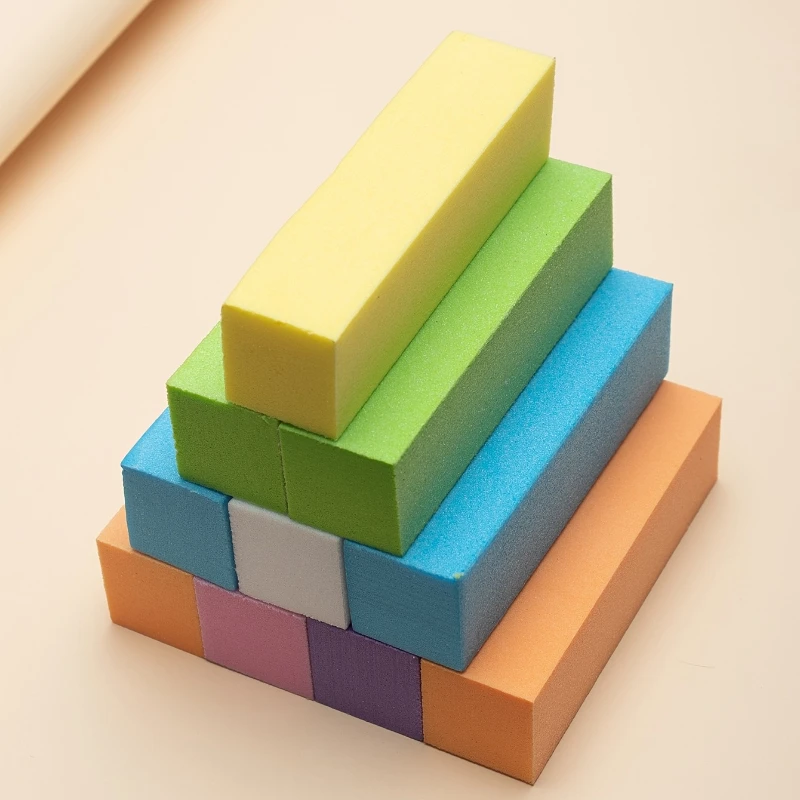 1/3PCS Nail Art Sponge Tofu Block Colorful High Foaming Four-sided Grinding Block Nail Manicure Grinding Nail Manicure Tool
