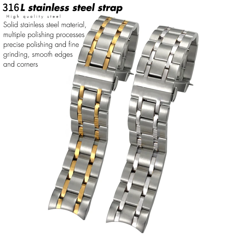 316L Stainless Steel Watchband for T035 Tissot T035.627 T035.617 22mm 23mm 24mm High Quality Solid Curved End Watch Strap Tools