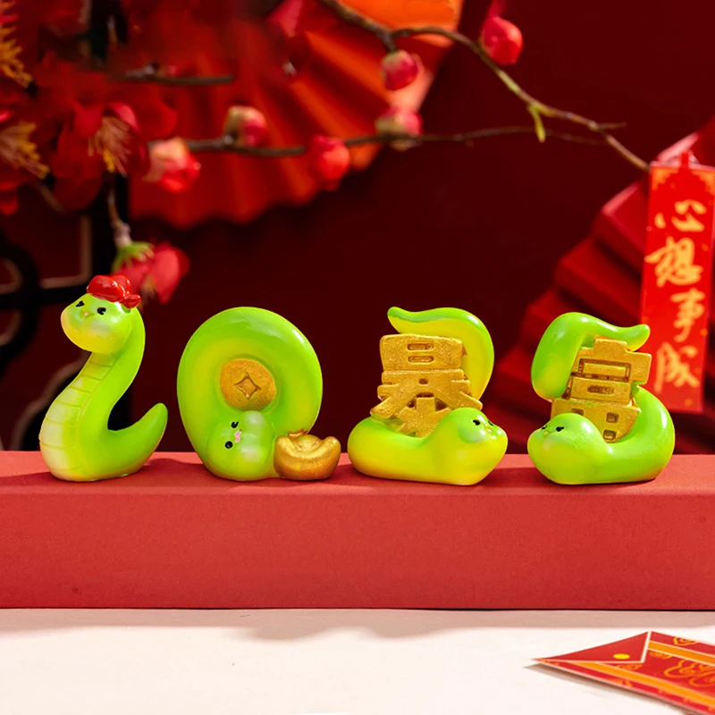 2025 Year Of The Snake Mini Ornament Fortune Zodiac Snake Figurine Micro Landscape Car Interior Home Desktop Decoration