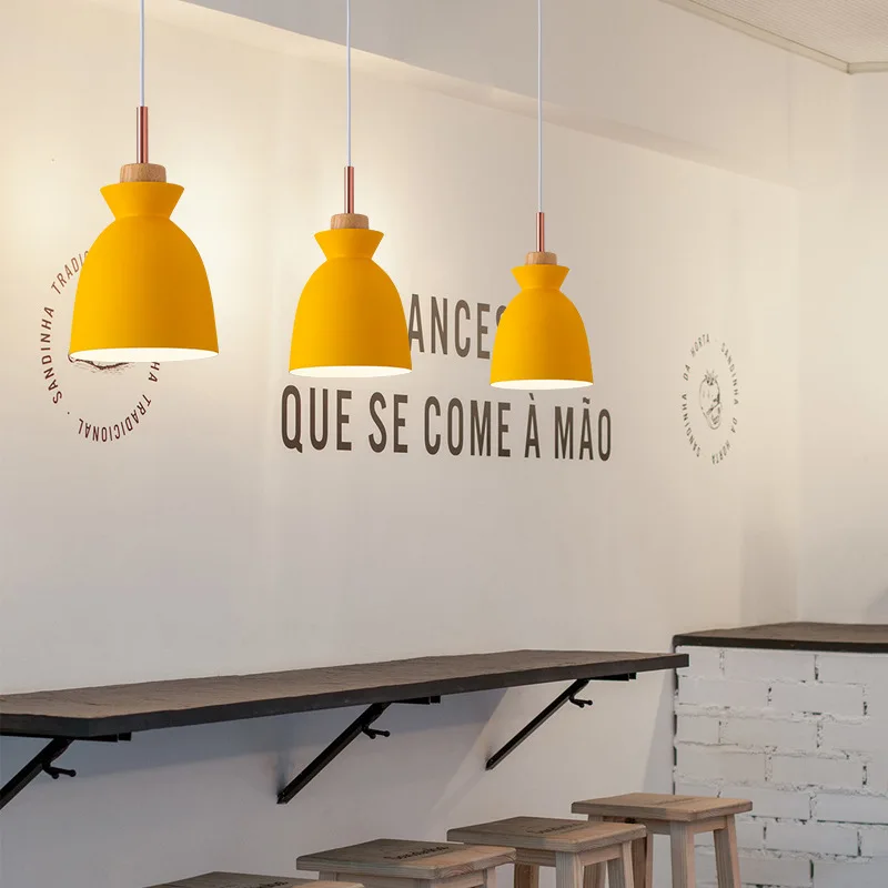 

Nordic Combined Solid Wood Pendant Lights Multicolor Aluminum Lamp Shade Hanging Lamp For Home Restaurant Bar Hotel Cafe Decor