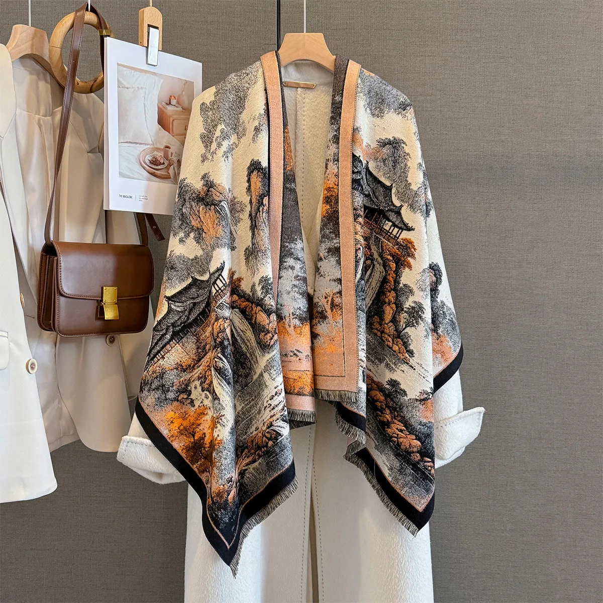 

Женская дизайнерская брендовая зимняя шаль из пашмины из искусственного кашемира, большая накидка, палантин из искусственного кашемира, ультра теплая