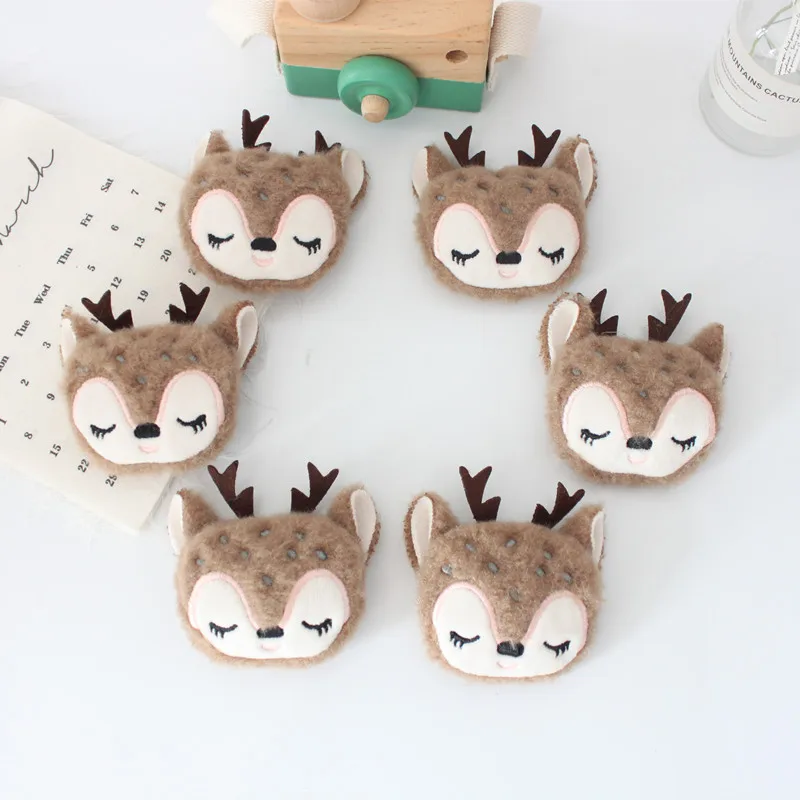 5pcs/lot   Cartoon deer  dolls diy   hair clip accessories, plush fabric appliques for shoes clothing accessories