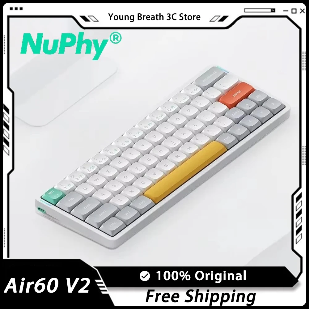 NuPhy Air60 V2 Mechanical Keyboard 3Mode RGB Backlight Wireless Support VIA/QMK PC Gamer Accessories Office Keyboard Custom Gift