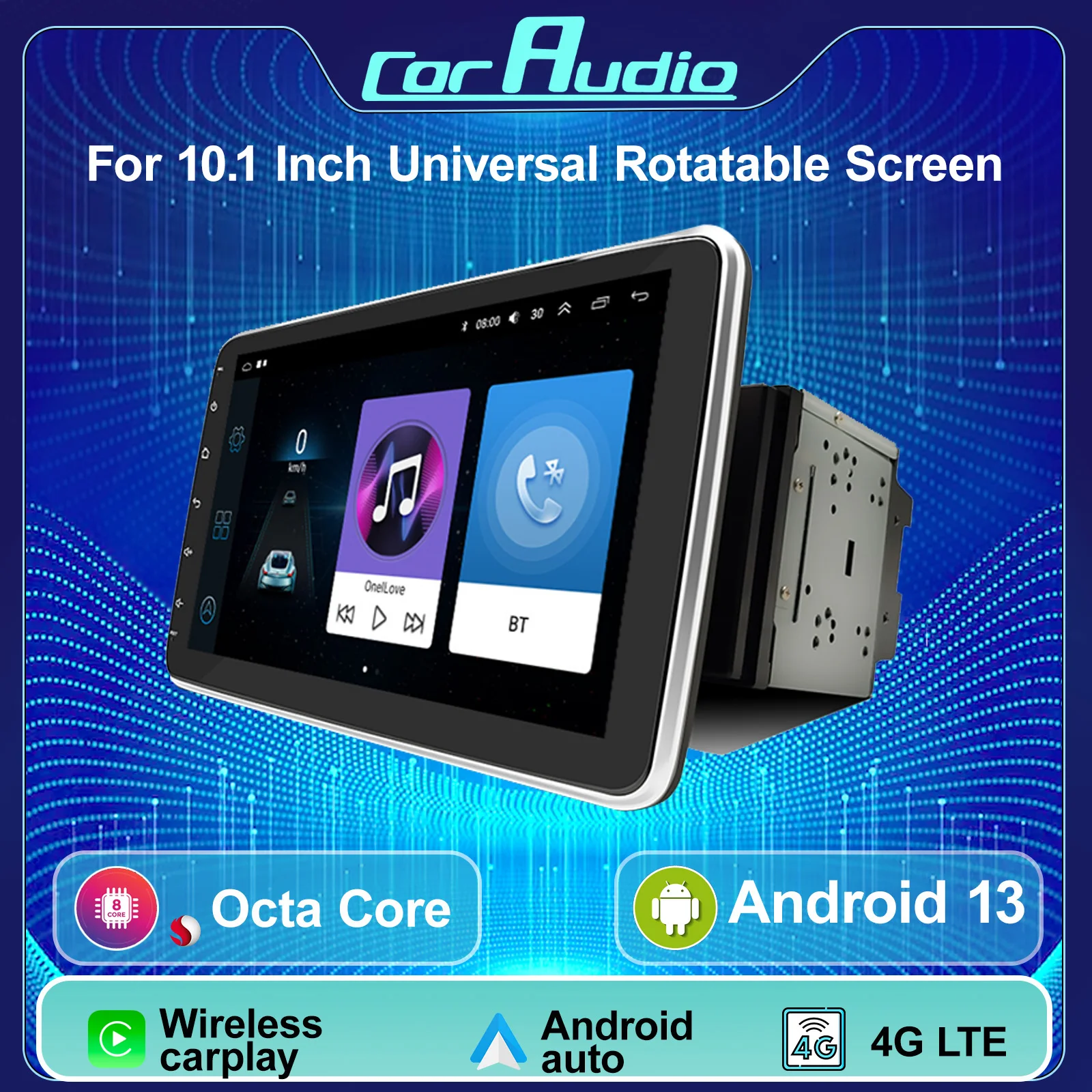 10.1 Inch Rotatable Touch Screen Universal Android Car Radio GPS Navigation Carplay Bluetooth Multimedia Video Player Headunit