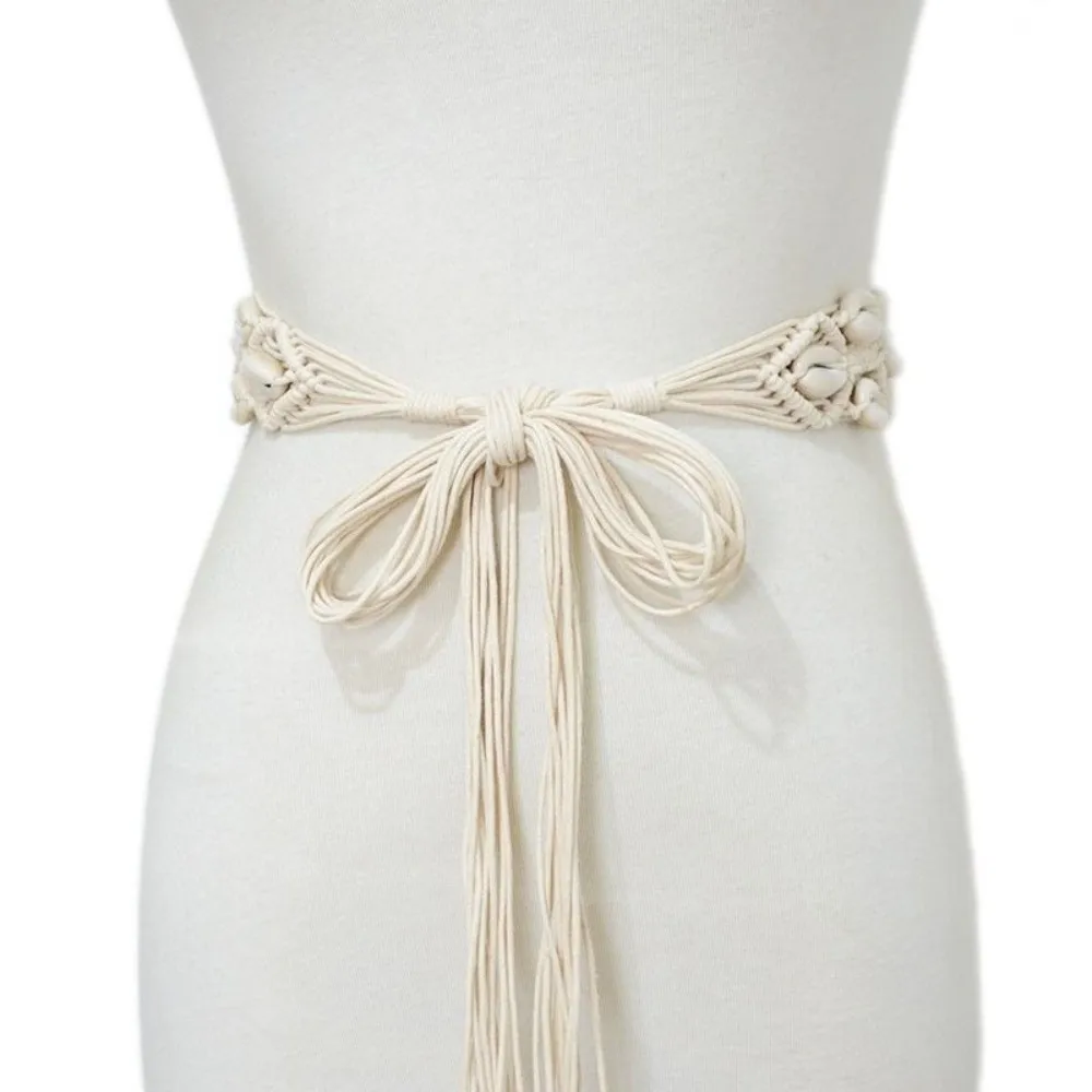 New Small Shell Rope Waist Belt Hollow Tassel Tie Strap Waist Chain Dress Accessories Women