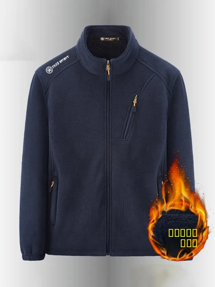 

Мужская утепленная флисовая куртка для активного отдыха, зимнее пальто большого размера, жилет из овчины, верхняя одежда для мужчин среднего и старшего возраста