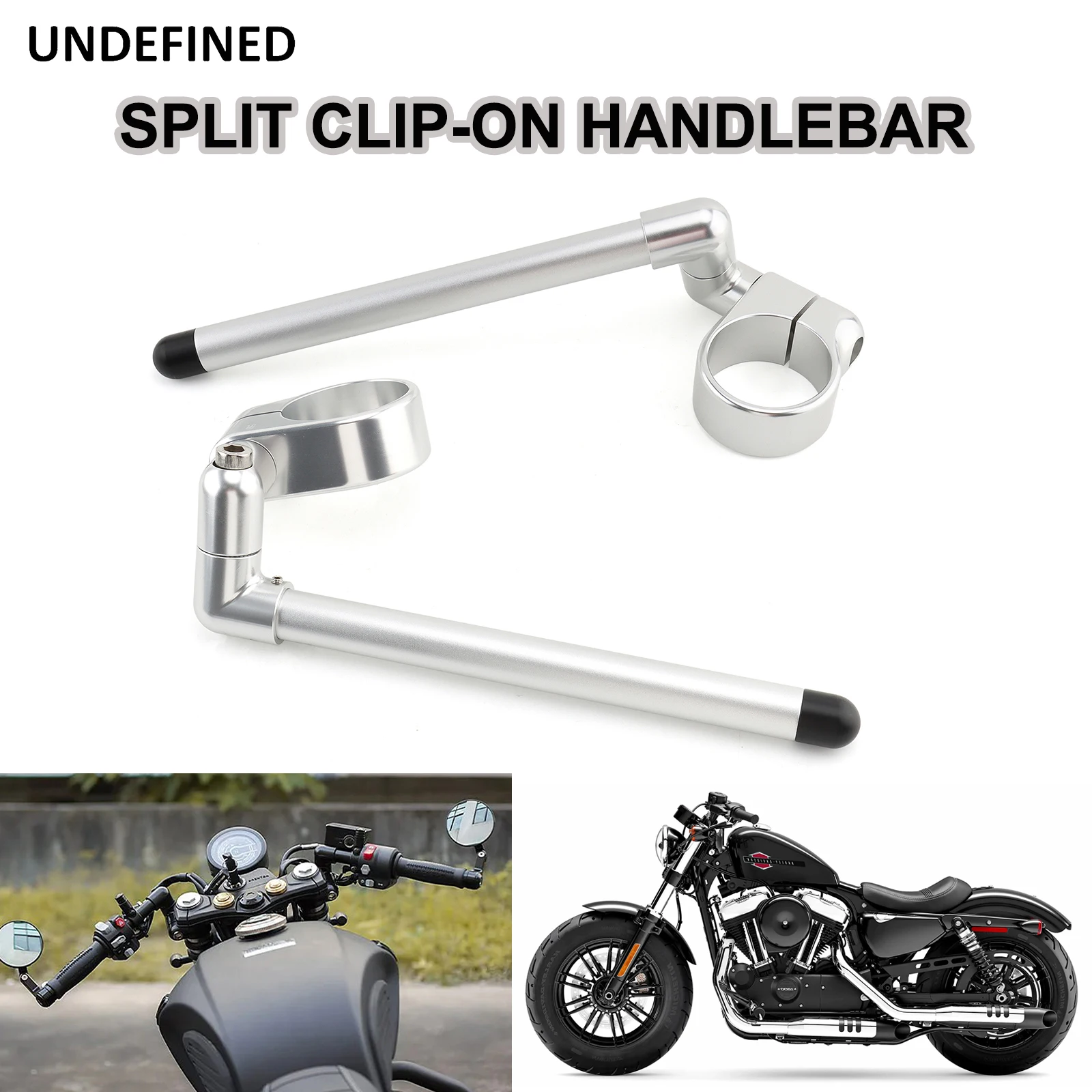 

Motorcycle Silvery Handlebar Cafe Racer Clip On Ons Fork 31 32 35 37 39 41 43 45 48 50 51 52 58 MM Handle Bar Rised Riser Clamp