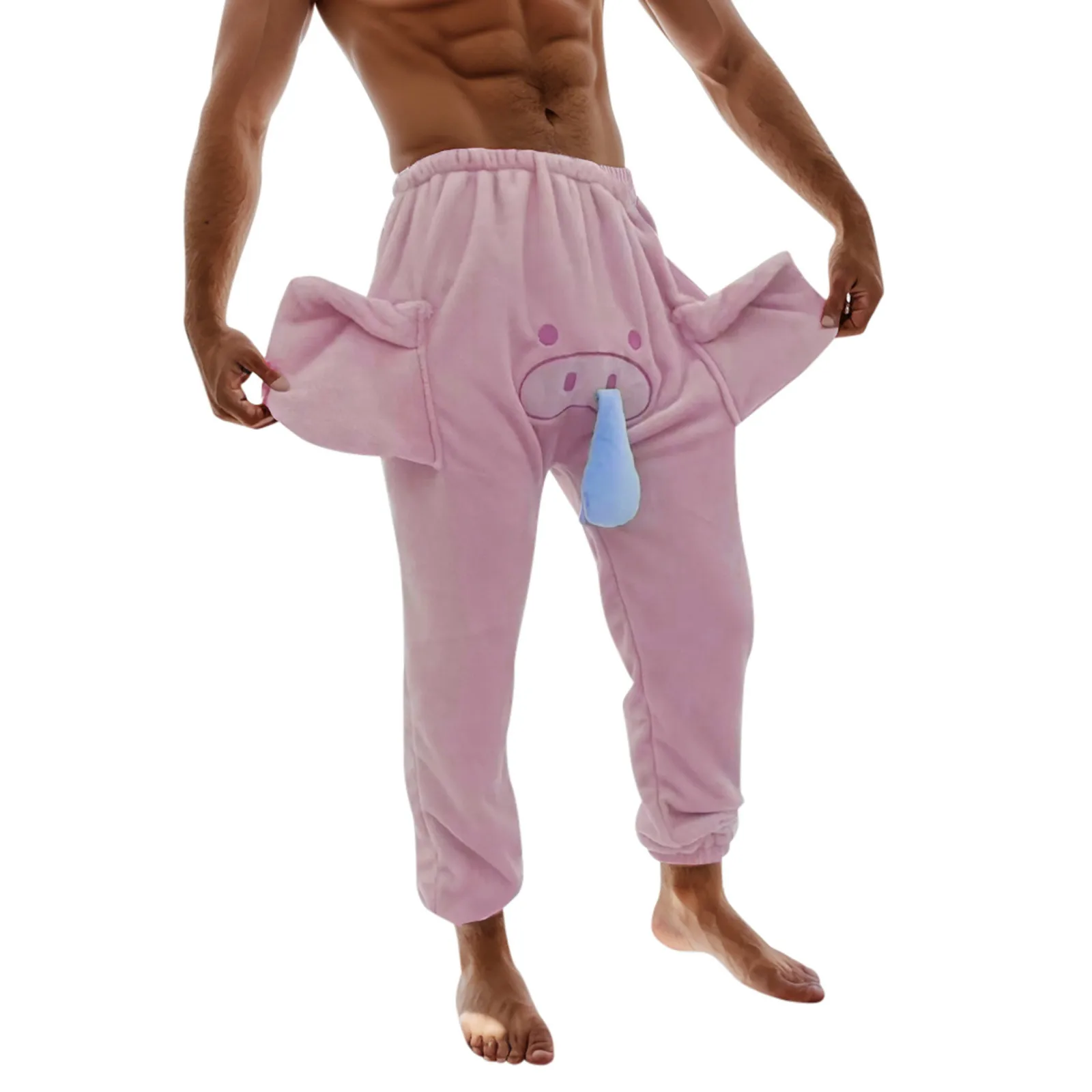 Mannen Broek Een Grappige Olifant Vorm Boxer Nieuwigheid Pyjamabroek Winter Warm Comfortabel Casual Homewear Kostuum Voor Mannen 2024