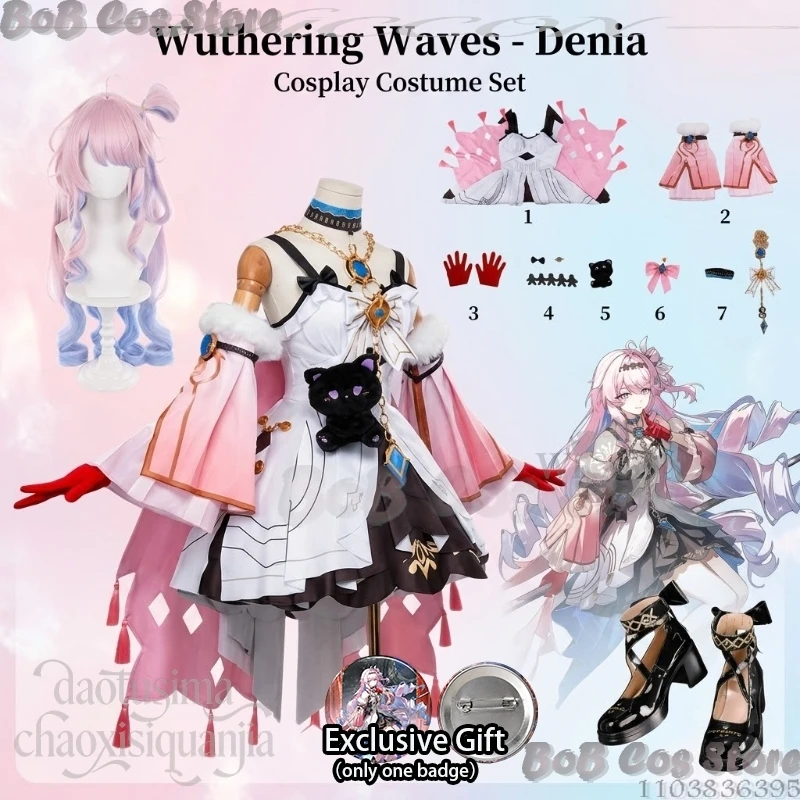 

Denia Kawaii Costume Cute Y2K Jirai Kei Dress Sweet Lolita Shoes Pink Wigs Halloween Christmas Cos Anime Wuthering Waves Cosplay