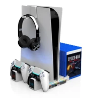 Estación de carga y refrigeración multifuncional DZ505A para PS5 Digital y disco/PS5 Slim con 2 puertos de carga, ventilador enfriador de 3 velocidades