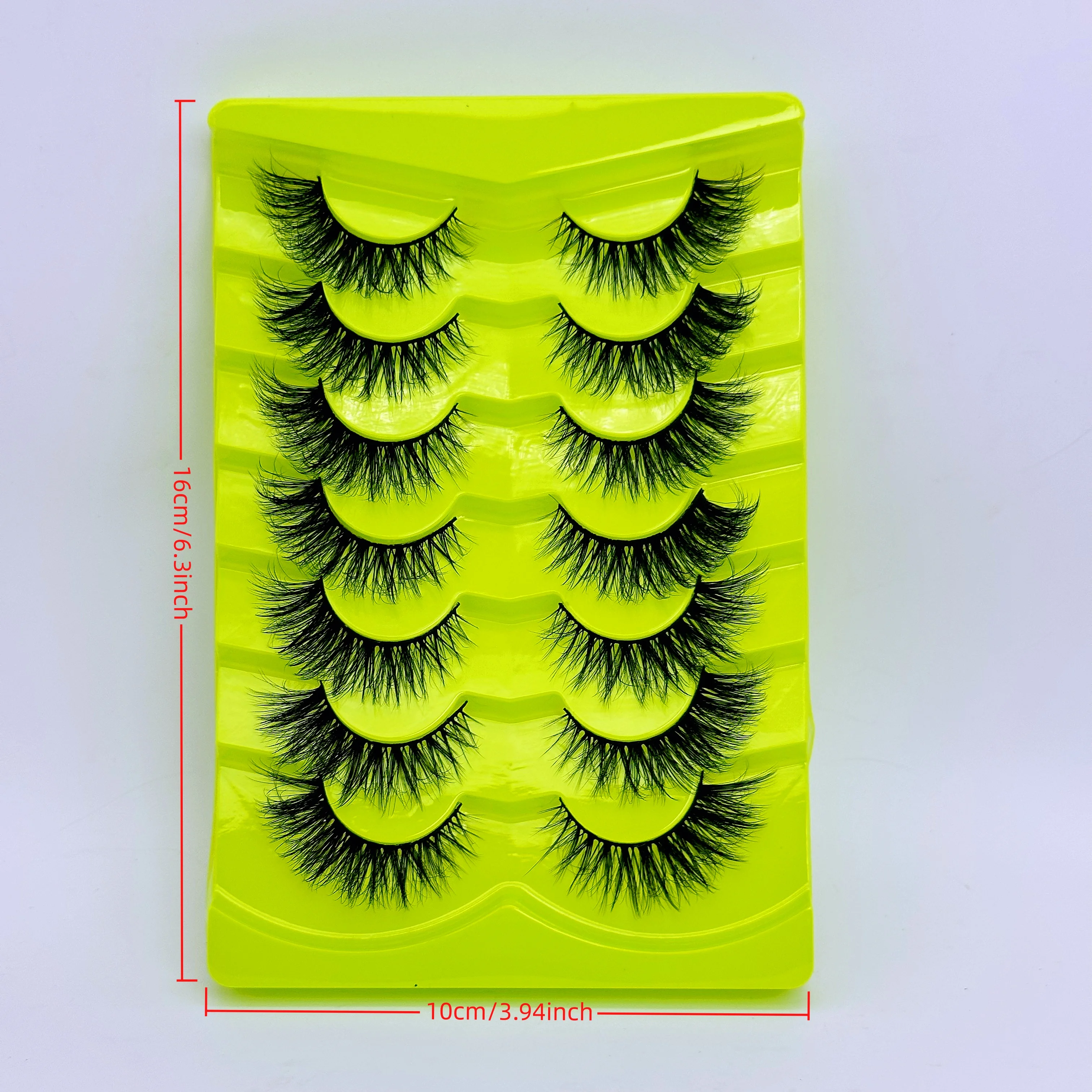 Cílios postiços olho de gato, 7 pares, cílios encaracolados dramáticos, comprimento moderado, estilo vegano natural, perfeito para uso diário
