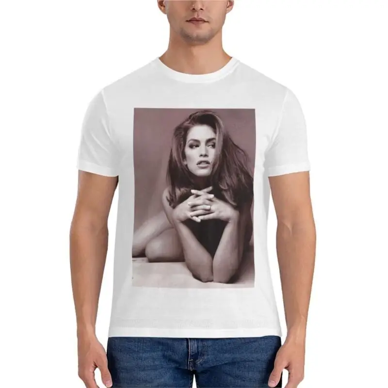 

Cindy Crawford : Black and White Classic T-Shirt Men Clothes Custom T Shirt Tshirt Men Cotton Teeshirt
