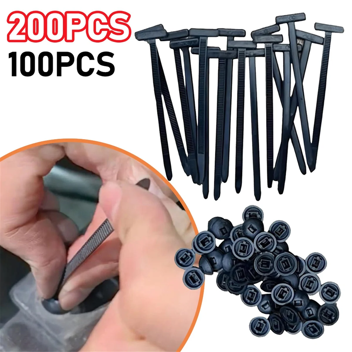 A002 나일론 케이블 타이 버클 자동 잠금 지퍼 타이 홀더 (핀 및 버튼 포함) 다용도 케이블 타이 도구 (자동차 수리용)