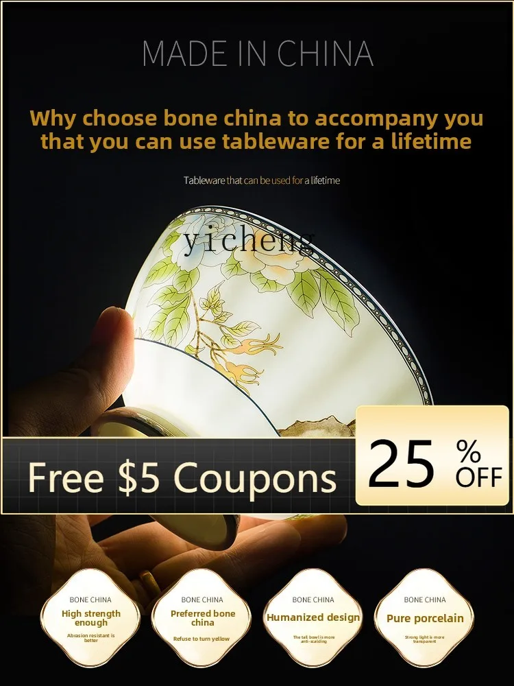 AB  Bone China Dinnerware Set Bowls Plates Household Chinese Style Light Luxury Housewarming Gift