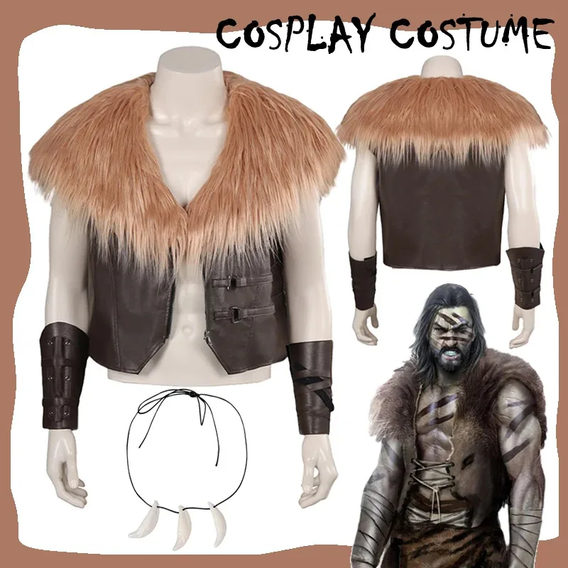 

Kraven Косплей 2024, пальто-охотник из фильма, ожерелье, костюм, мужская маскировочная куртка с вырезом, кружевной полный комплект, мужские костюмы для Хэллоуина