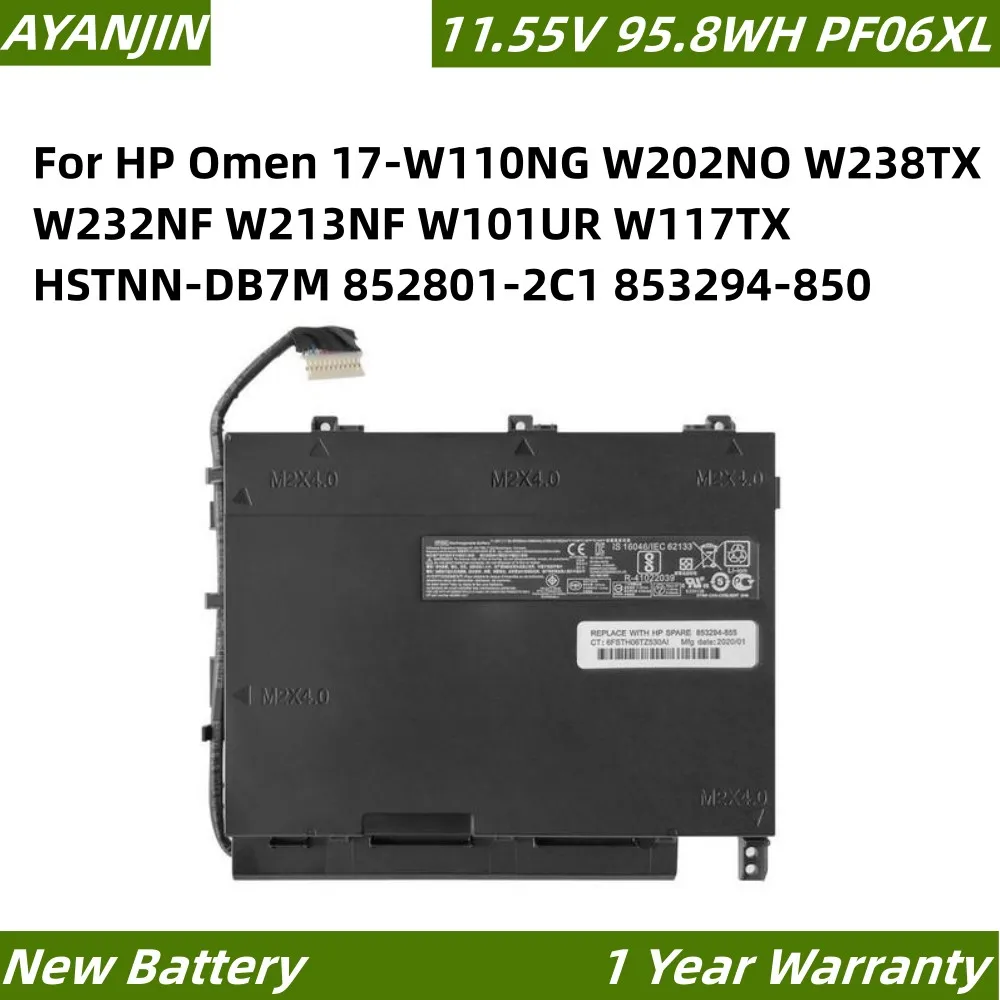 Imagem -01 - Bateria do Portátil para hp Omen 17-w110ng W202no W238tx W232nf W213nf W101ur W117tx Hstnn-db7m 8528012c1 853294850 Pf06xl bateria do portatil para hp omen 17 w110ng w202no w238tx w232nf w213nf w101ur w117tx hstnn db7m 8528012c1 853294850 pf06xl 01