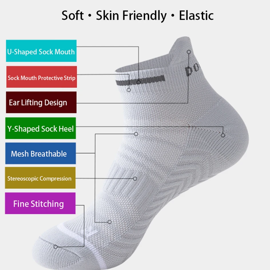 3/6 Paar Damen-Sportsocken, atmungsaktiv, zum Laufen, Sport, Kompressionssocken, weich, modisch, niedrig geschnitten, schnell trocknend, Fitness-Socken – Detail 3