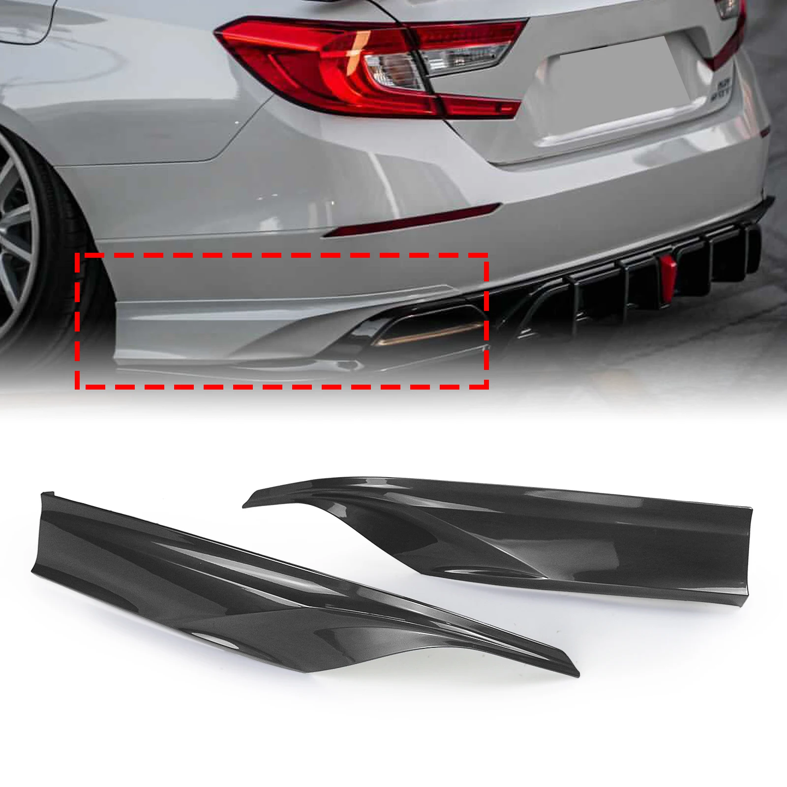YOFER Rear Bumper Side Splitter Lower Cover Lip Spoiler Canard Guard Corner Trim For Honda Accord 2018-2022