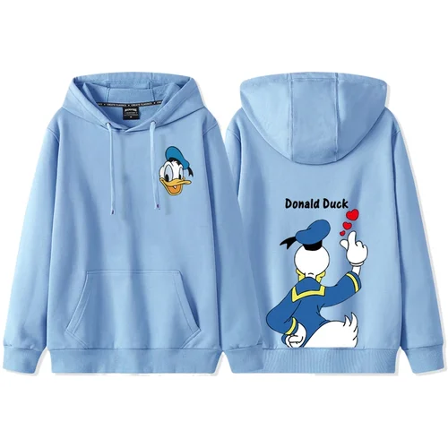Imagen 2 del producto Sudadera con capucha de dibujos animados de Anime de Disney, Pato Donald, Margarita, pato, pareja, abrigo de otoño/invierno para mujer, Sudadera con capucha de anime