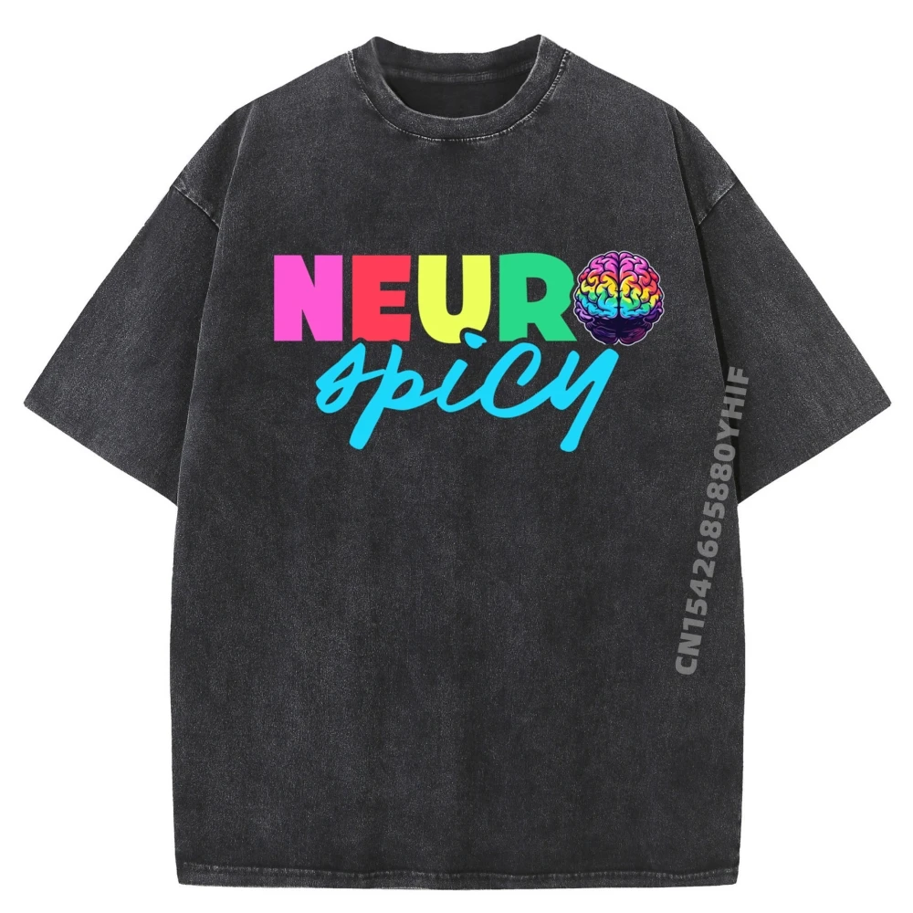 

Neurodiversity Neurospicy Neuro Spicy Neurospicy Shirts Men Graphic Designer Clothes Men Geek Minimalist Washed T-shirt