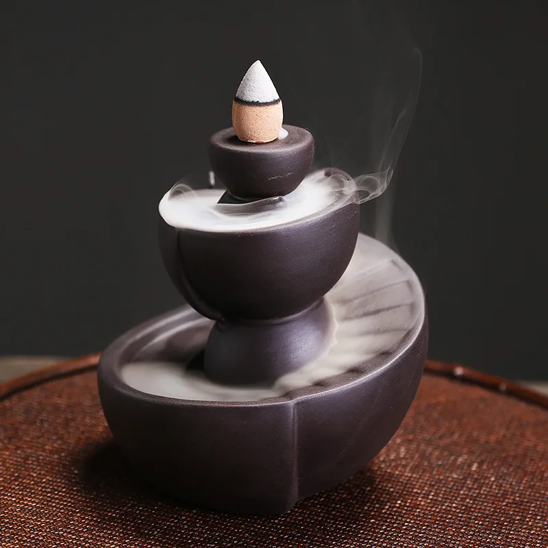 

Ceramic Purple Sand Backflow Incense Burner Creative Time Machinery European Incense Holder Censer Home Decoration Crafts