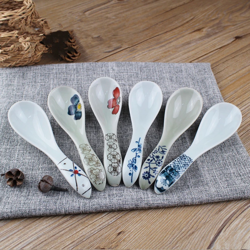 Ceramic Spoon Japanese-style Multi-Function Retro Soup Spoon Eating Rice Spoon Tableware Restaurant Household Kitchenware 2025