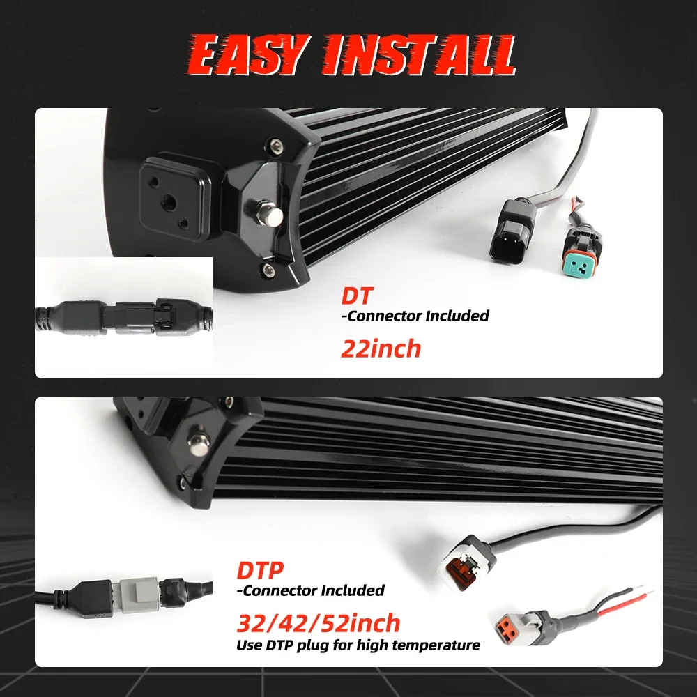 DOT E-marked R112 aprovou feixe de ponto offroad 4X4 42 barra de luzes de condução LED de 52 polegadas