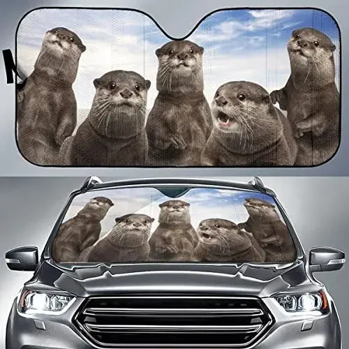 

Забавный автомобильный солнцезащитный козырек с рисунком голубого неба, автомобильный козырек для семьи выдры, солнцезащитный козырек для окна автомобиля, для влюбленных выдры, Wi-Fi