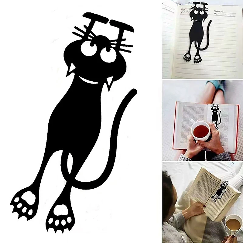 Imagem -02 - Gato Preto Hollow Out Bookmark Pvc Cartoon Animal Leitura Presente para Crianças 1pc Forma de