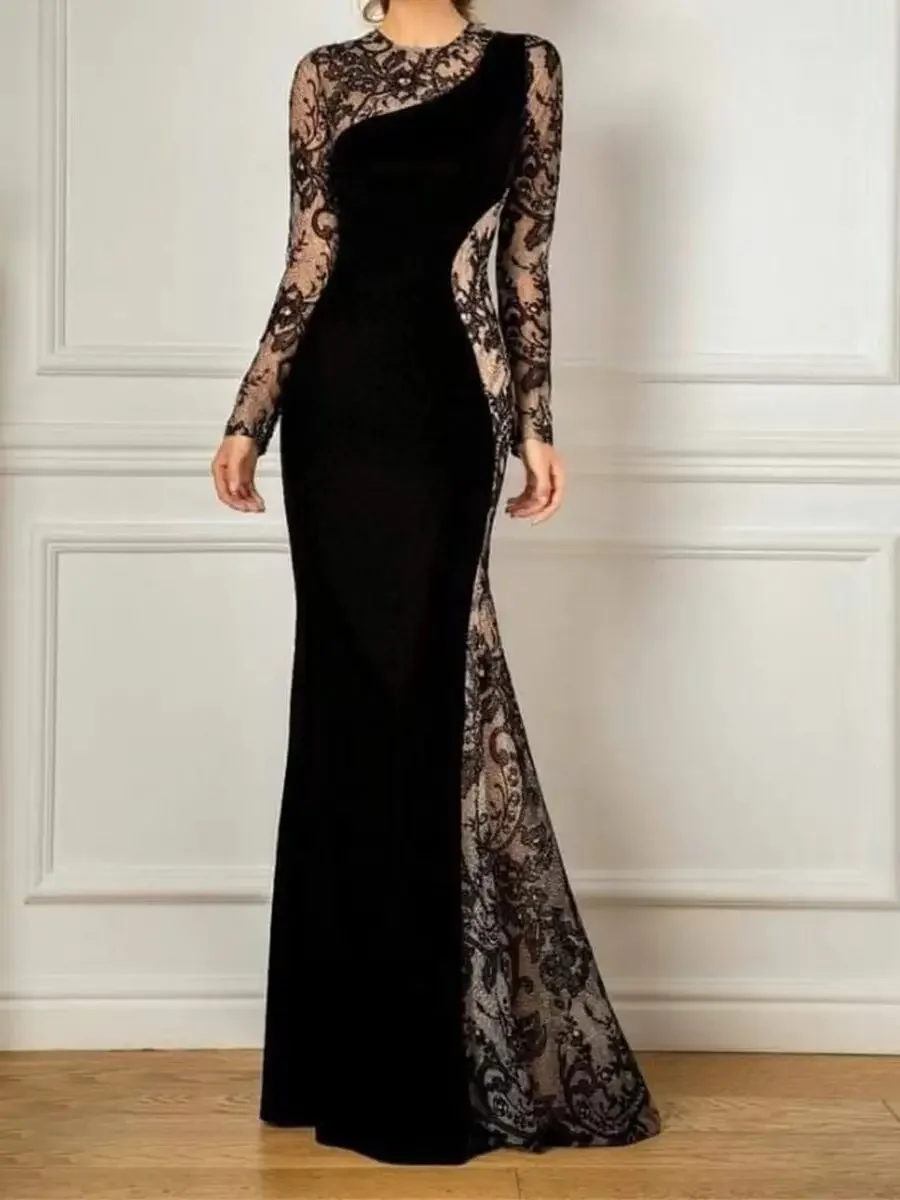 

Black Mermaid Evening Gown Mother of the Bride/Groom Wedding Reception Dress Birthday Party Dress