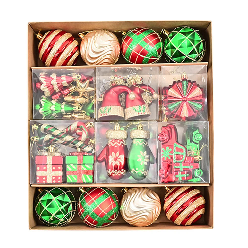 78PCS Christmas Ball Set For Holiday Decor Unique Shaped Ornaments For Trees And Wreaths Festive Red And Green Assortment