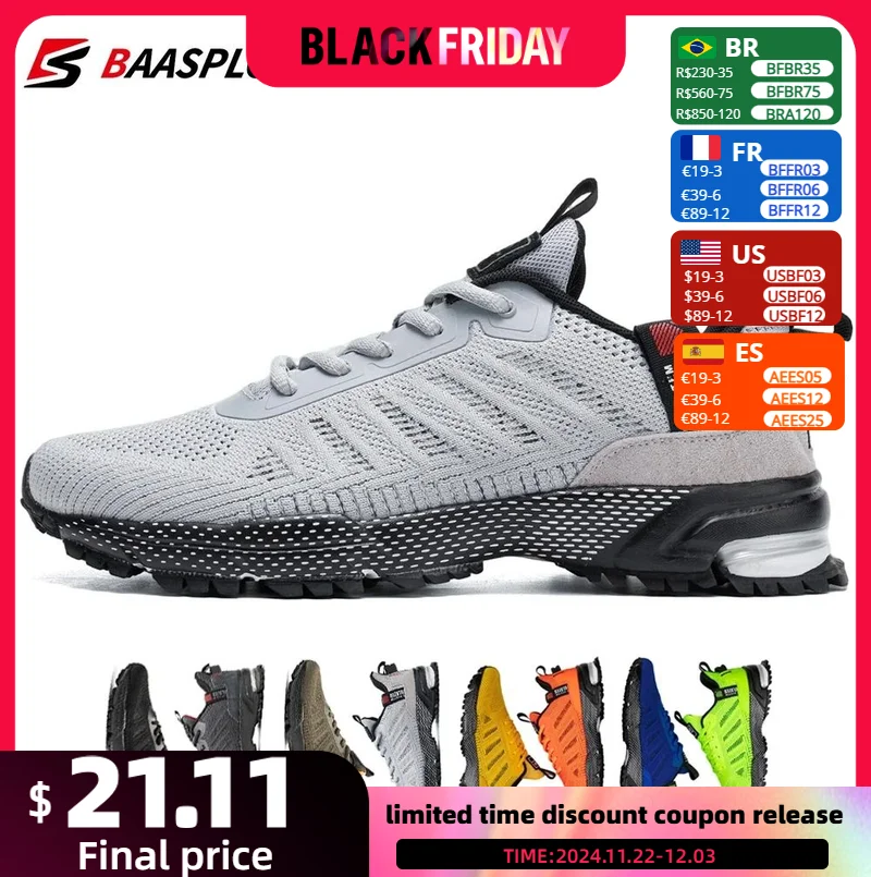 Baasploa Professional Running Shoes For Men Lightweight Men's Designer Mesh Sneakers Lace-Up Male Outdoor Sports Tennis Shoe