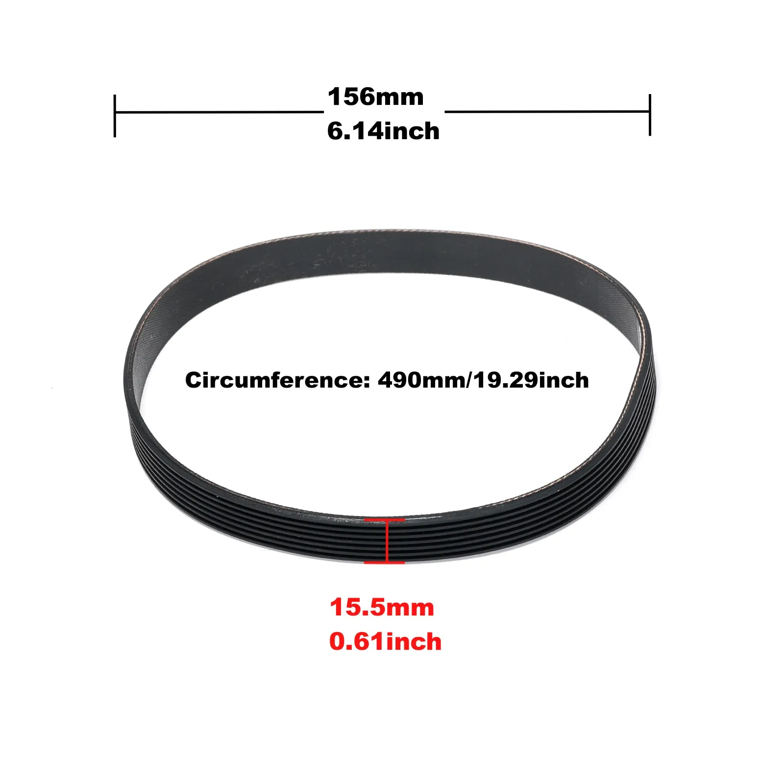 1 pz tosaerba trasmissione cinghia in gomma PJ490(7 creste, circonferenza 490mm, larghezza 16mm) compatibile con tosaerba rotanti QUALCAST