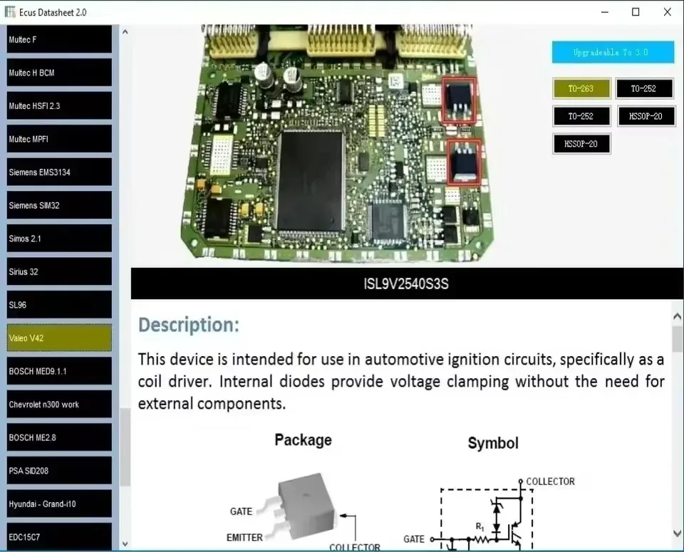 Ecus Datasheet 2.0 ECU Repair Software Esquemas PCB com componentes eletrônicos de ECUs automotivos e informações adicionais AAA