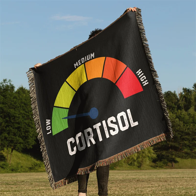 Gaslight Gatekeep Girlboss Low Cortisol Levels Stress Humor Funny Meme Jacquard Fringed Woven Throw Blanket with Tassel