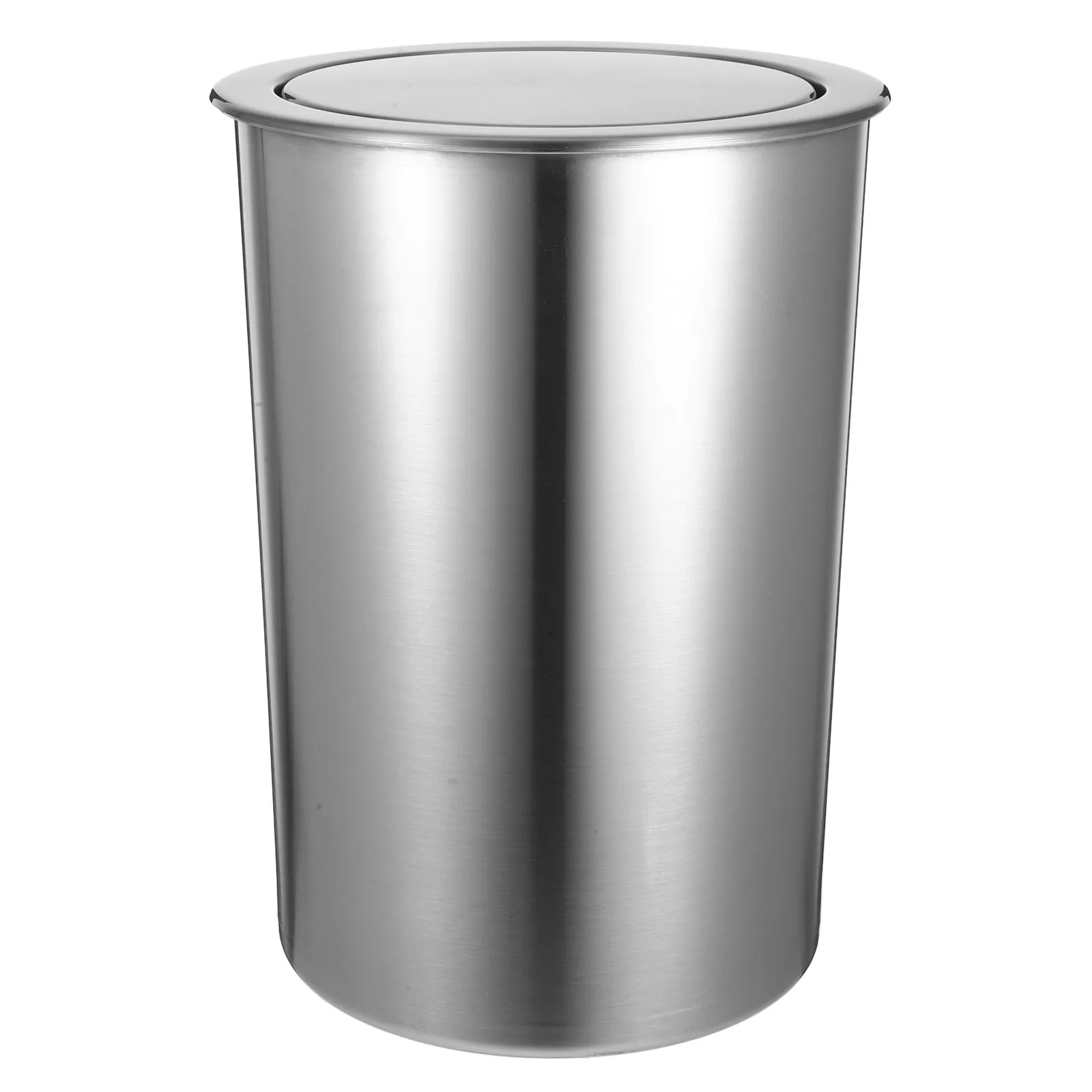 

1Set Kitchen Countertop Trash Can Embedded Stainless Steel Trash Bin Round Garbage Bucket with Cover Smooth Operation Fits Any