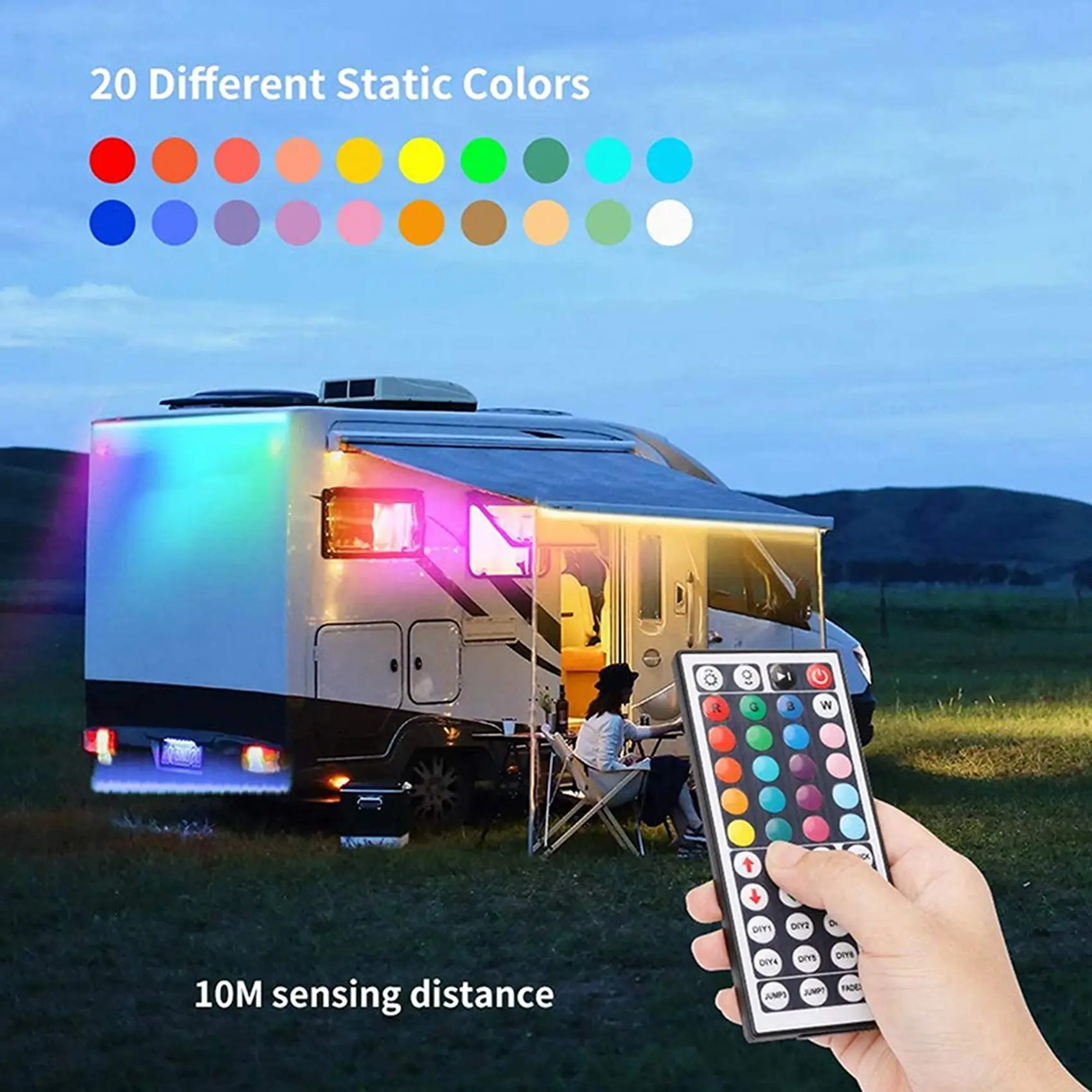 DC12V LED Controller+44 Keys Remote Control RGB Control Box IR Light Strip Controller for 5050 2835 RGB Light Strip-Sunrise