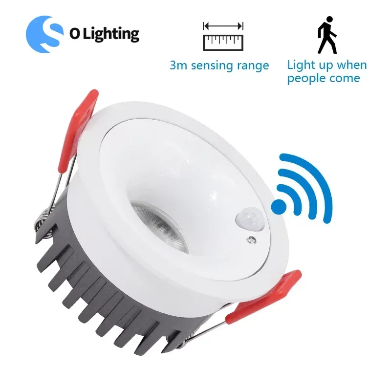 Lampu Sorot Sensor gerak tersembunyi Anti silau lampu langit-langit bingkai sempit induksi tanam lampu langit-langit untuk lampu teras Toilet