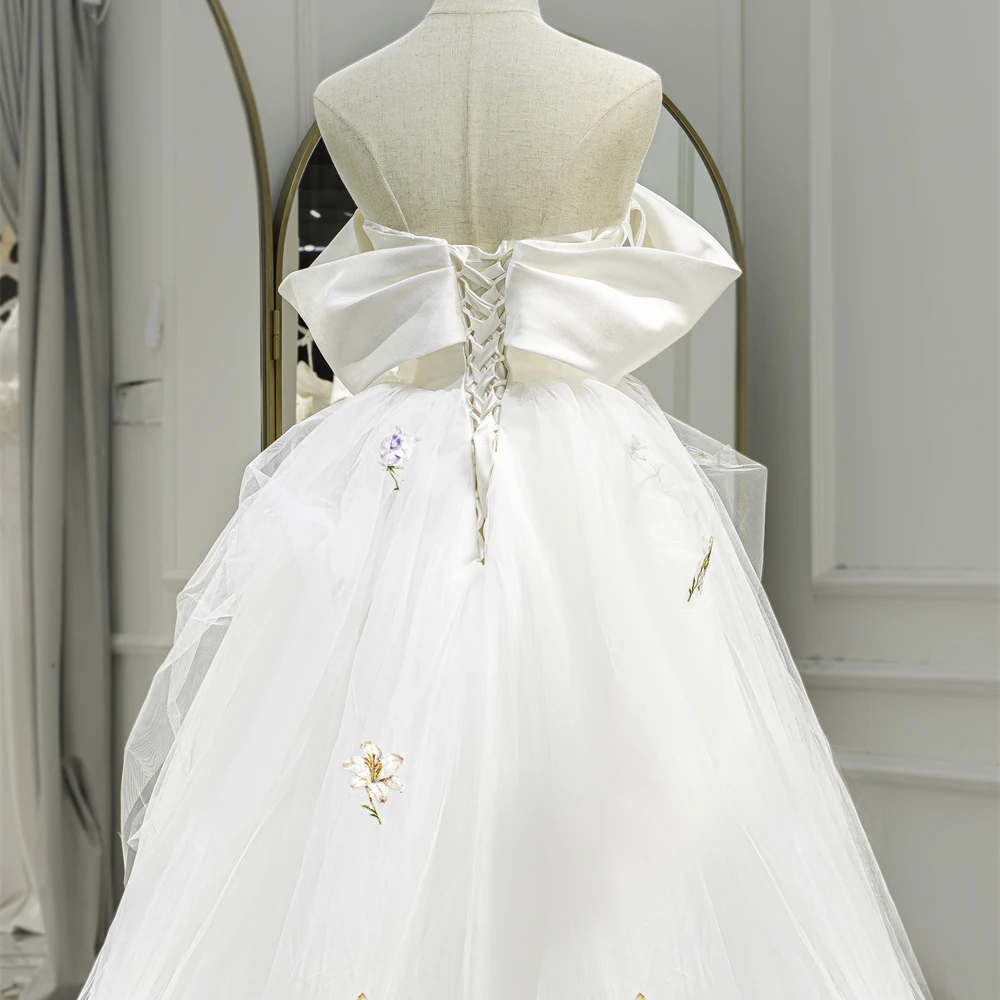 Surprise Price Promotion Wedding Dress 2025 Wedding Customized Sweetheart Embroidery Lace Up Short Sleeves Vestido De Noiva