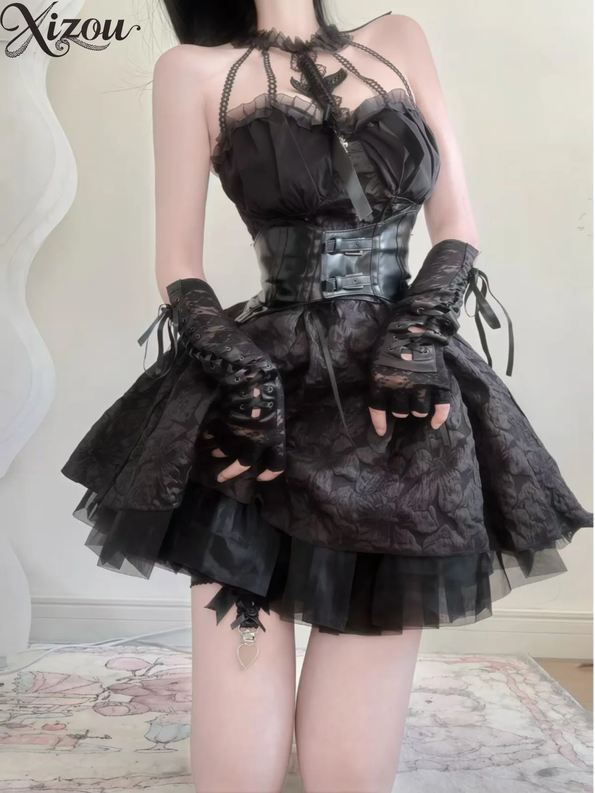 اليابانية الفيكتوري القوطية Y2k الظلام مثير لوليتا الشرير الحلو الكرة ثوب بروتيل سليم فستان عيد ميلاد مساء حفلة تأثيري Harajuku