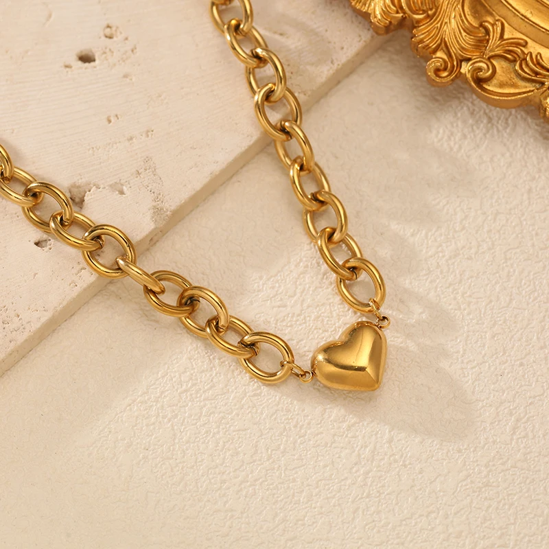 EILIECK Neue Mode Edelstahl Metall Goldenes Herz Halskette Armband Set für Frauen Wasserdichter Hypoallergener Schmuck Geschenk – Detail 20